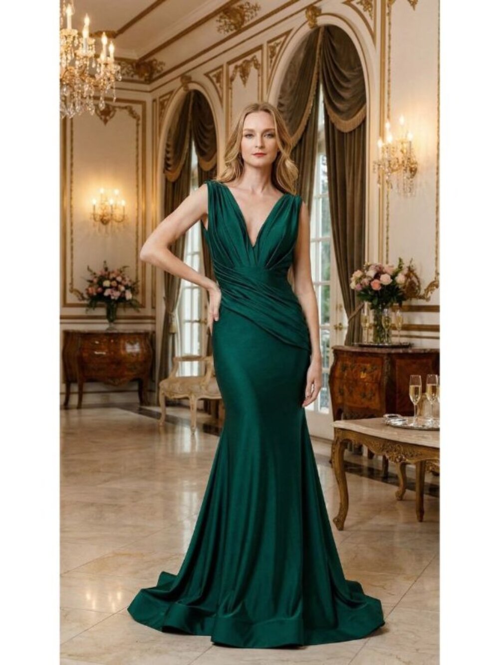 Clearance Emerald Sleeveless Bodycon Stretchy Bridesmaids Dress By Amelia 370